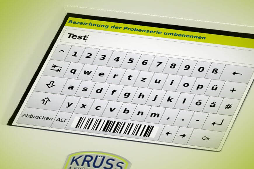 Autosampler Screen mit Barcode-Scanner-Funktion