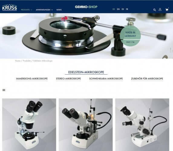Neuer gemmologischer Webshop Mikroskope kaufen